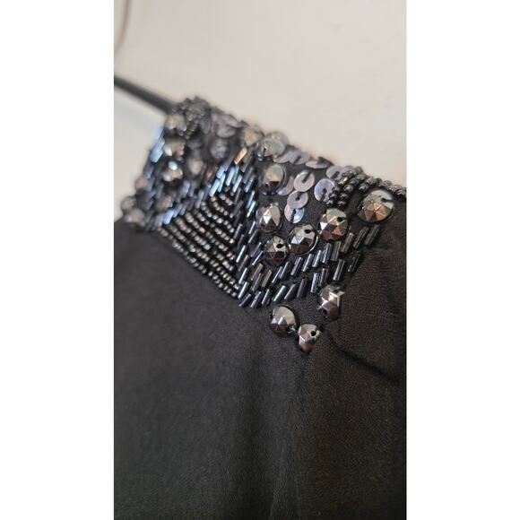 Stunning Forever 21 Black Peplum Top with Beaded Shoulders - Picture 4 of 7